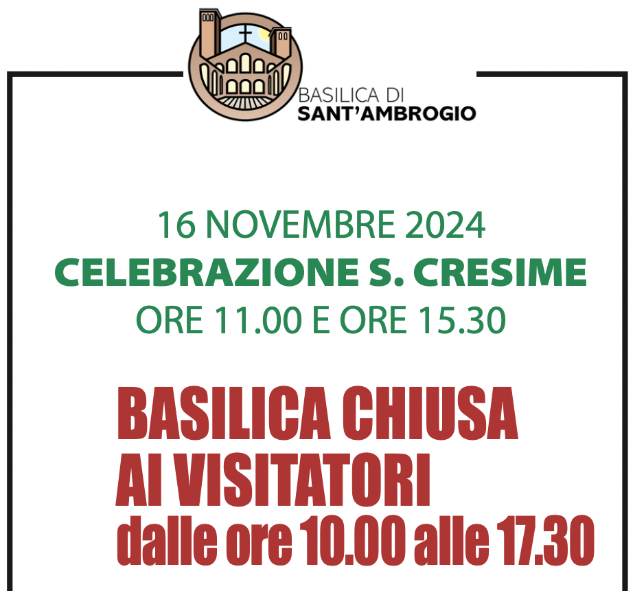 16 Novembre Basilica chiusa ai visitatori