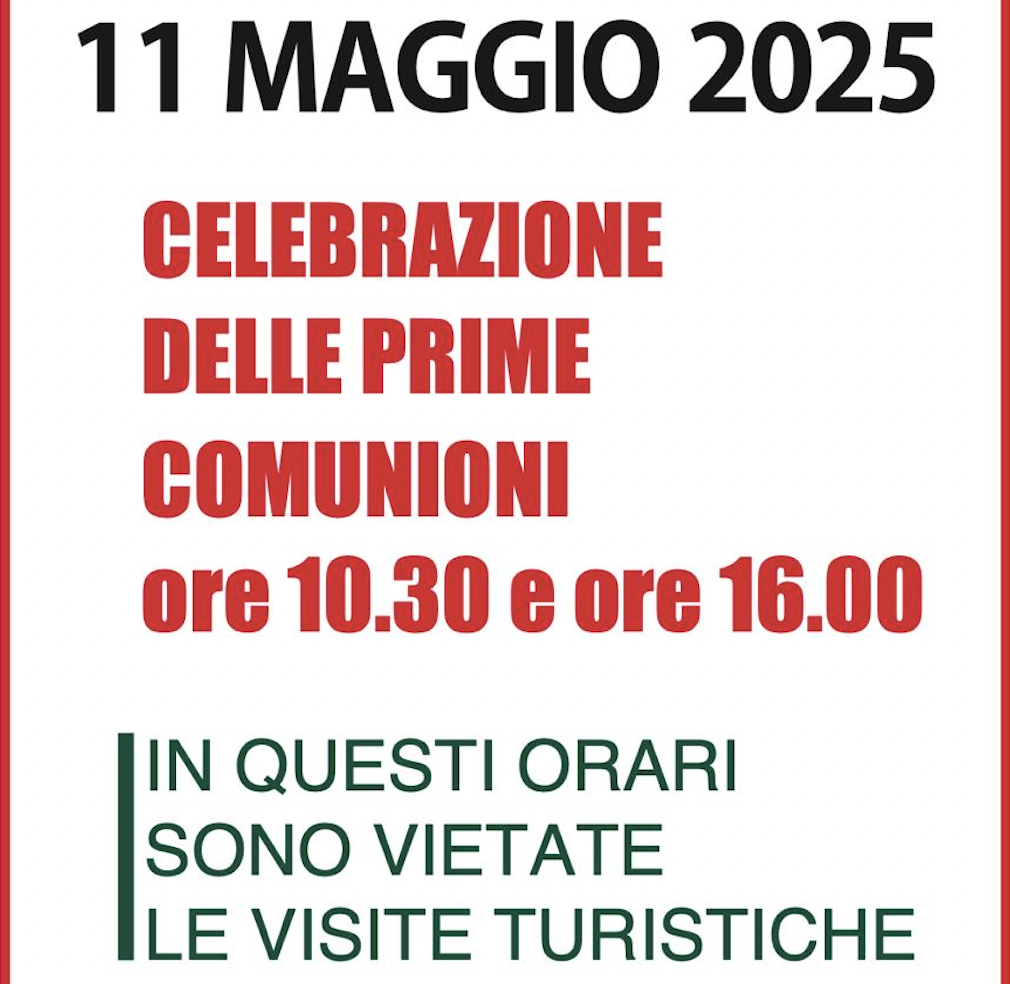 Domenica 11 maggio la Basilica sarà chiusa alle visite